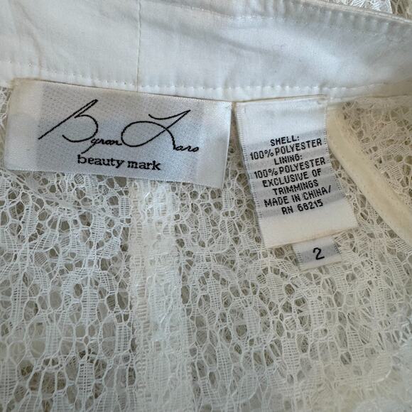 Anthropologie Byron Lars Beauty Mark White Button Up Lace Dress Nude Slip Sz2 - Picture 5 of 16